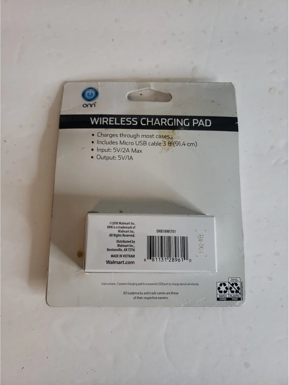 ONN Wireless Smartphone Charging Pad 5W Charger iPhone Samsung Google